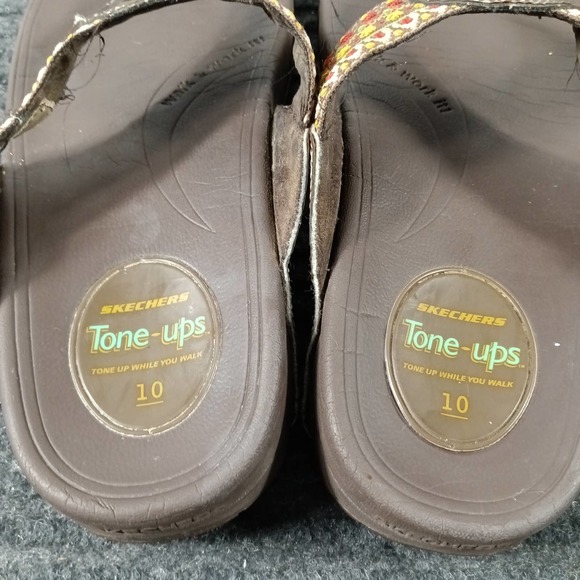 Skechers Tone Up Women Thong Flip Flops Brown - Picture 5 of 6
